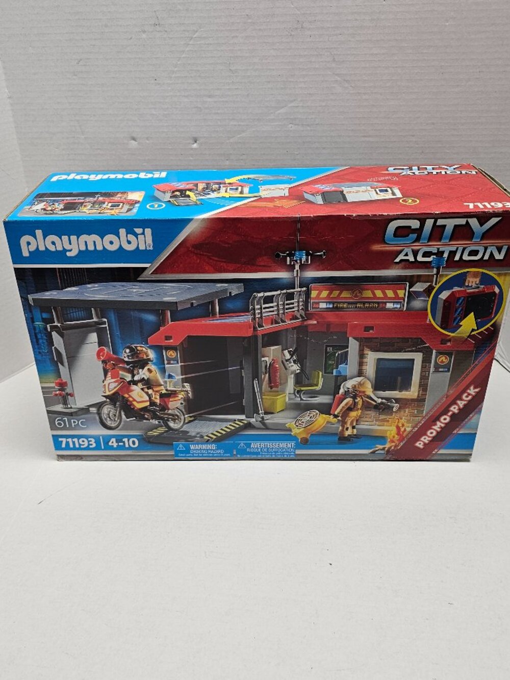 New Playmobil City Action Fire Station Firehouse Motorcycle Firgures Set #71193
